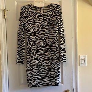 Zebra print long sleeve dress
